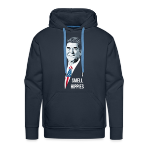 I Smell Hippies | Funny Ronald Reagan Men’s Premium Hoodie - navy