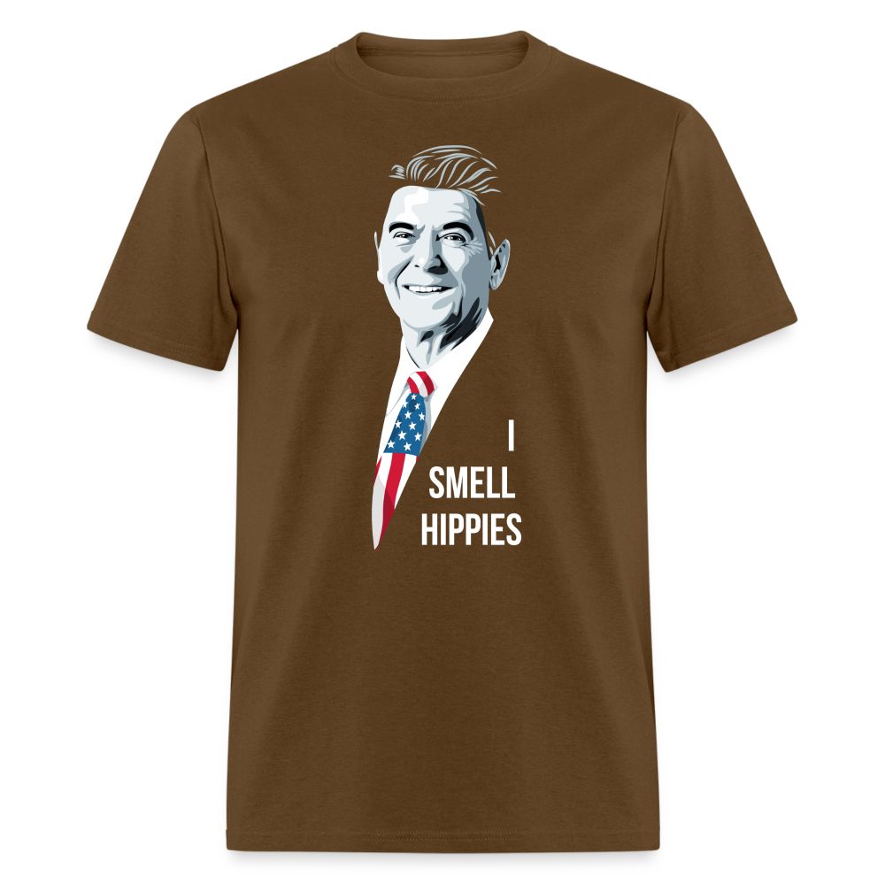 I Smell Hippies | Funny Ronald Reagan Classic T-Shirt - brown