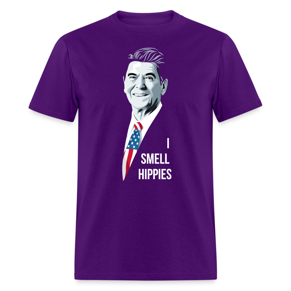 I Smell Hippies | Funny Ronald Reagan Classic T-Shirt - purple