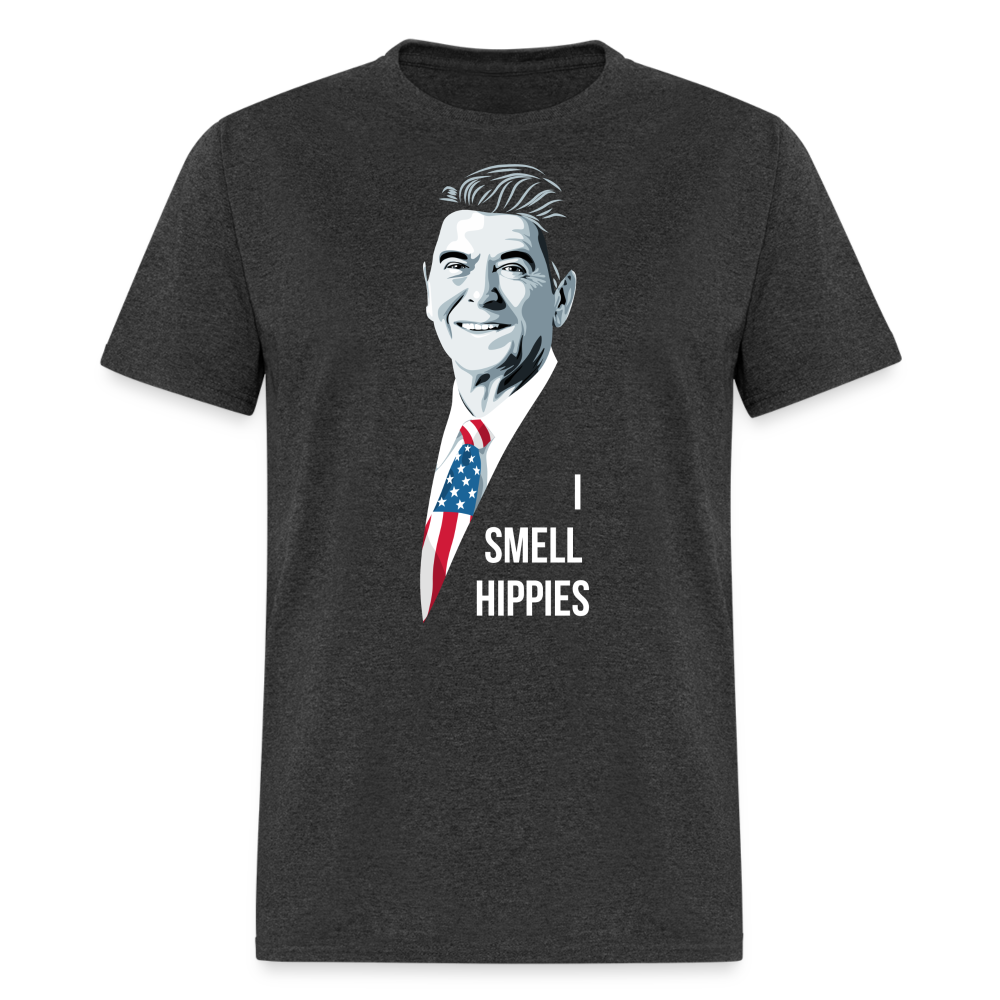 I Smell Hippies | Funny Ronald Reagan Classic T-Shirt - heather black