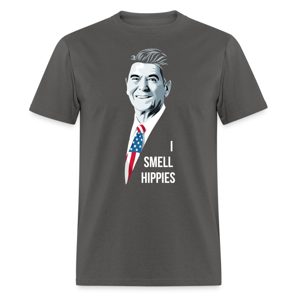 I Smell Hippies | Funny Ronald Reagan Classic T-Shirt - charcoal