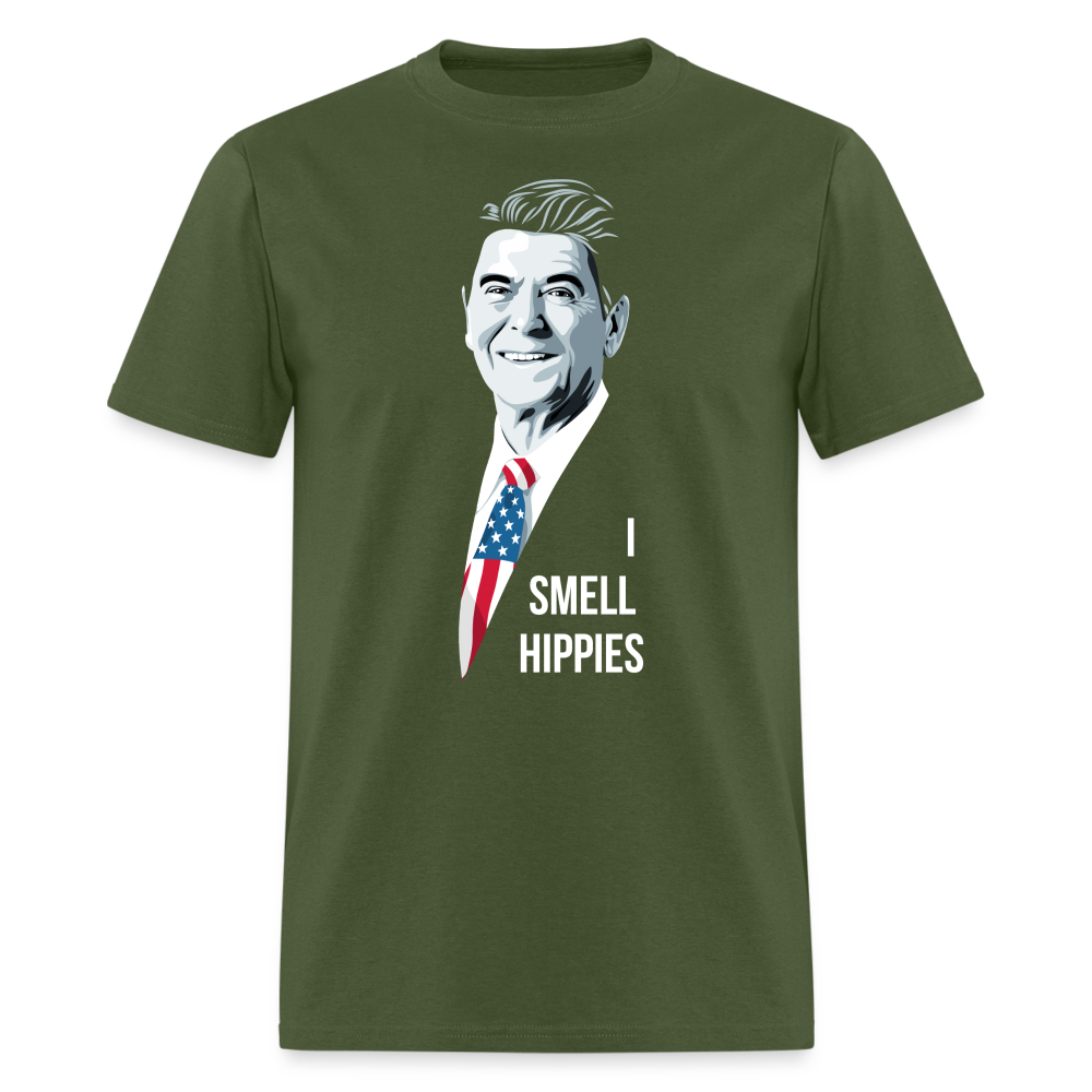 I Smell Hippies | Funny Ronald Reagan Classic T-Shirt - military green