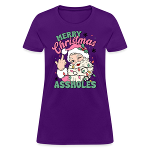 Merry Christmas Assholes Funny Women's T-Shirt - purple