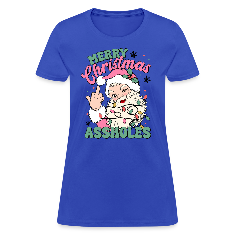 Merry Christmas Assholes Funny Women's T-Shirt - royal blue