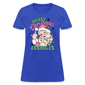 Merry Christmas Assholes Funny Women's T-Shirt - royal blue