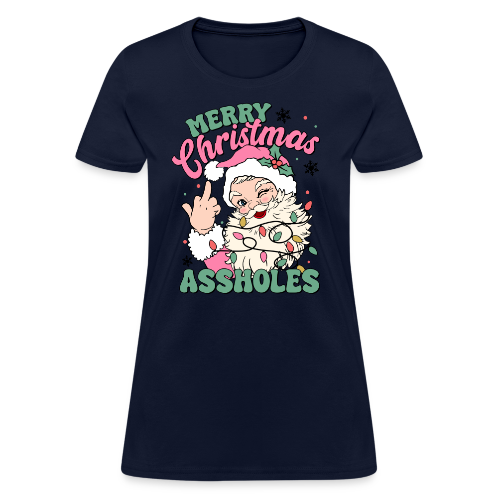 Merry Christmas Assholes Funny Women's T-Shirt - navy