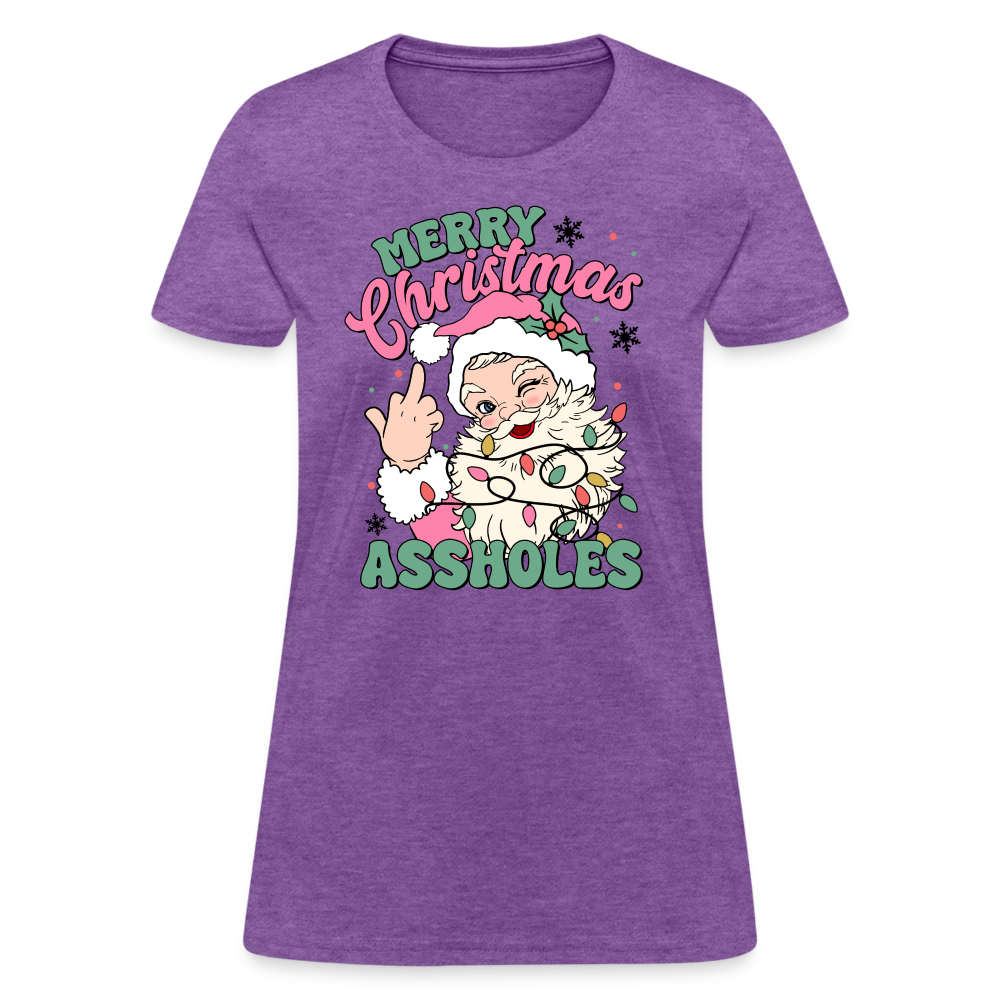 Merry Christmas Assholes Funny Women's T-Shirt - purple heather