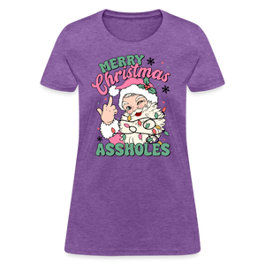 Merry Christmas Assholes Funny Women's T-Shirt - purple heather