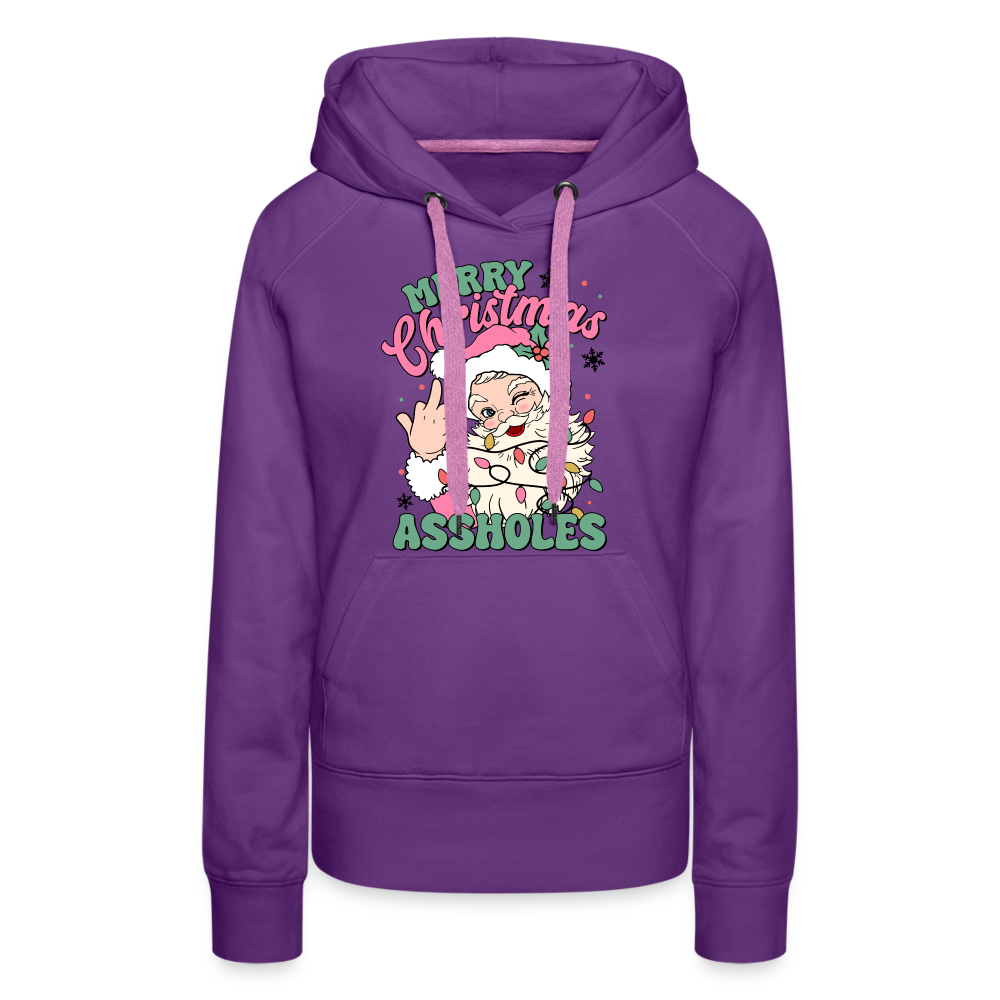 Merry Christmas Assholes Funny Women’s Premium Hoodie - purple 