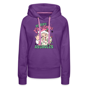 Merry Christmas Assholes Funny Women’s Premium Hoodie - purple 