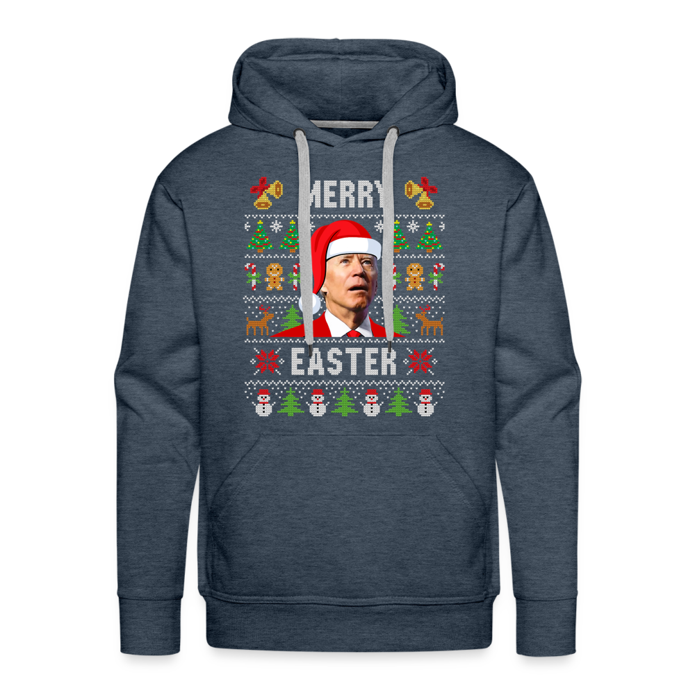 Merry Easter Funny Christmas Men’s Premium Hoodie - heather denim