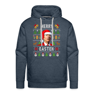 Merry Easter Funny Christmas Men’s Premium Hoodie - heather denim