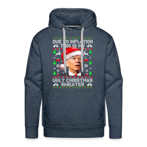 Due To Inflation This Is My Ugly Christmas Sweater Men’s Premium Hoodie - heather denim