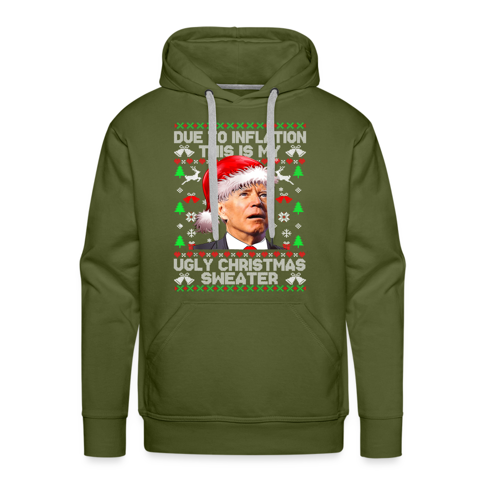 Due To Inflation This Is My Ugly Christmas Sweater Men’s Premium Hoodie - olive green