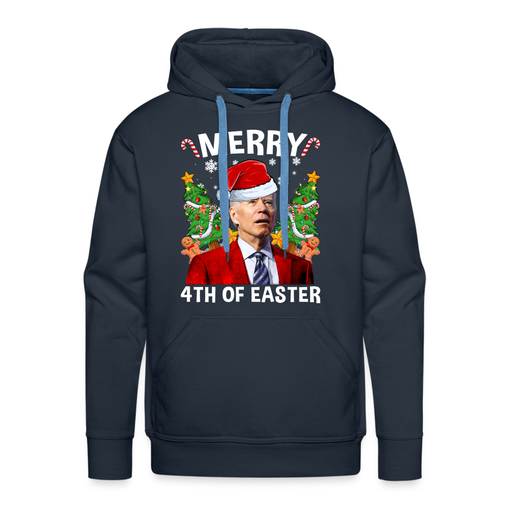 Merry 4th Of Easter Funny Biden Christmas Men’s Premium Hoodie - navy