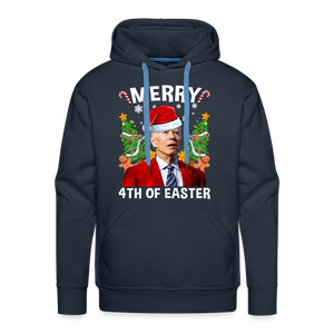 Merry 4th Of Easter Funny Biden Christmas Men’s Premium Hoodie - navy