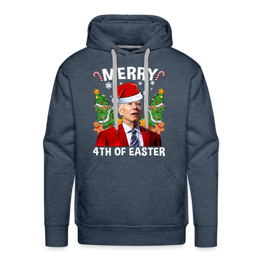 Merry 4th Of Easter Funny Biden Christmas Men’s Premium Hoodie - heather denim