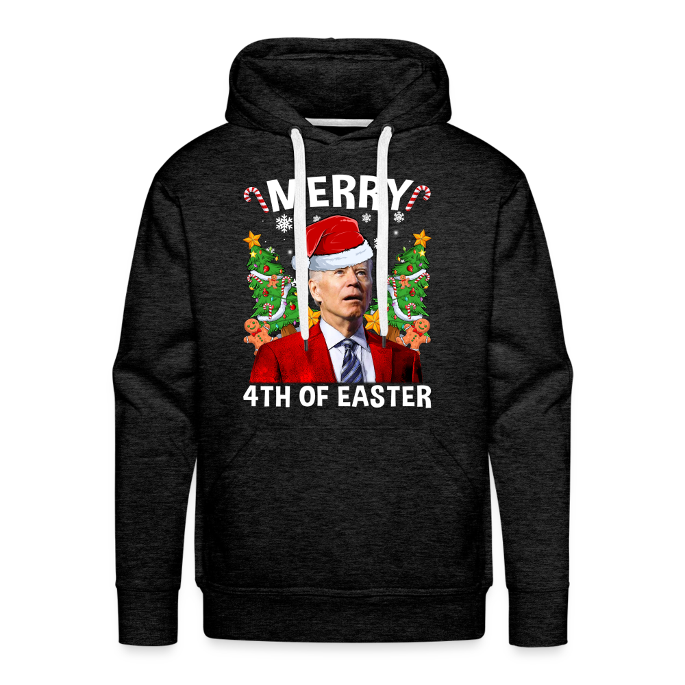 Merry 4th Of Easter Funny Biden Christmas Men’s Premium Hoodie - charcoal grey