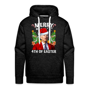 Merry 4th Of Easter Funny Biden Christmas Men’s Premium Hoodie - charcoal grey