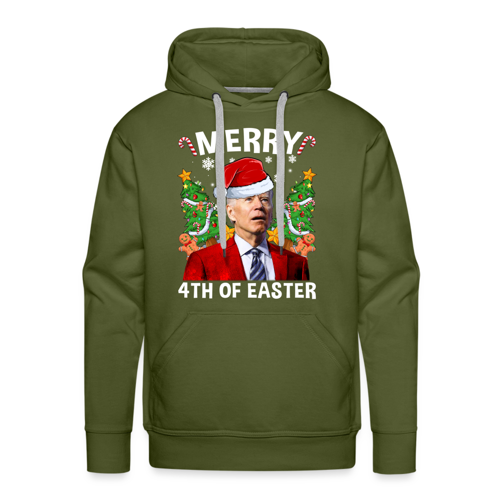 Merry 4th Of Easter Funny Biden Christmas Men’s Premium Hoodie - olive green