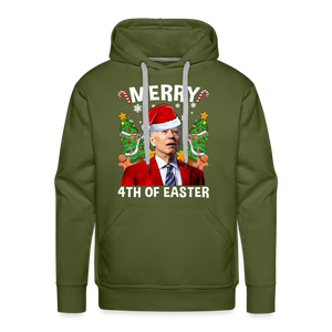 Merry 4th Of Easter Funny Biden Christmas Men’s Premium Hoodie - olive green