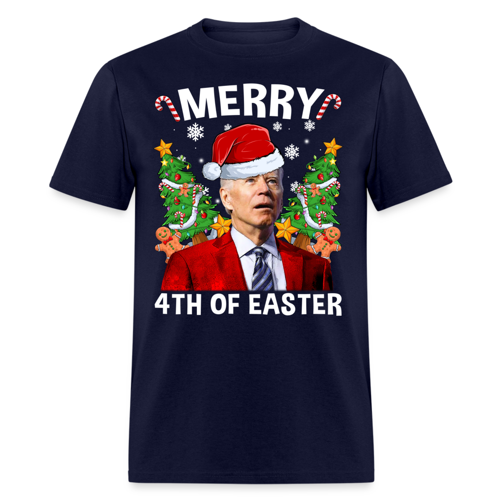 Merry 4th Of Easter Funny Biden Christmas Classic T-Shirt - navy