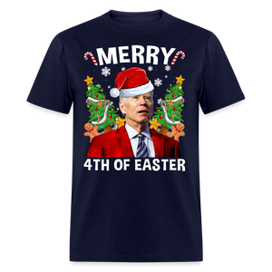 Merry 4th Of Easter Funny Biden Christmas Classic T-Shirt - navy