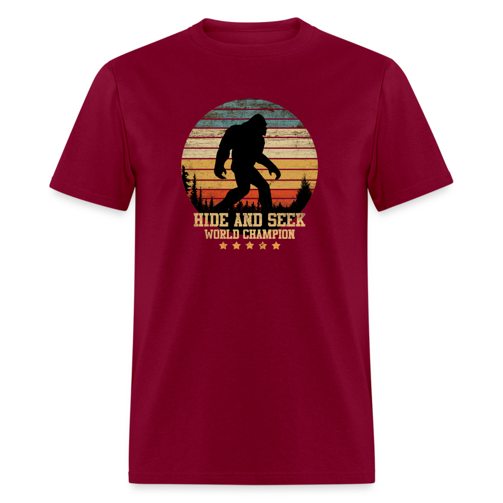 Bigfoot - Hide and Seek Champion Unisex Classic T-Shirt - burgundy