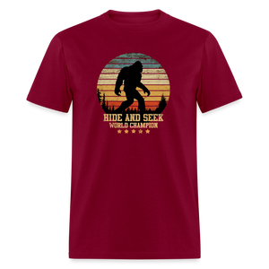 Bigfoot - Hide and Seek Champion Unisex Classic T-Shirt - burgundy