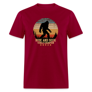 Bigfoot - Hide and Seek Champion Unisex Classic T-Shirt - dark red