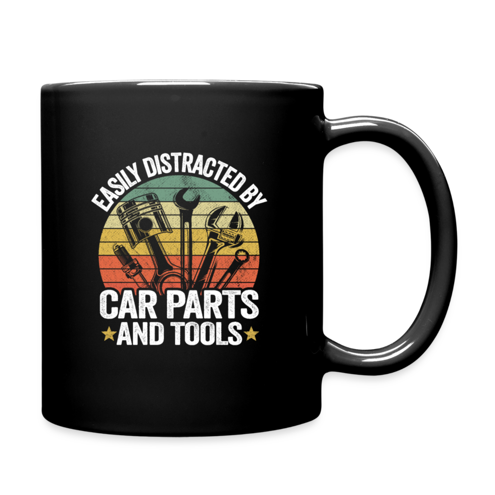 Retro Easily Distracted By Car Parts Full Color Mug - black