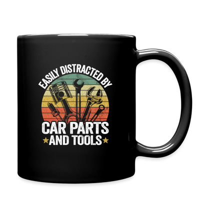 Retro Easily Distracted By Car Parts Full Color Mug - black