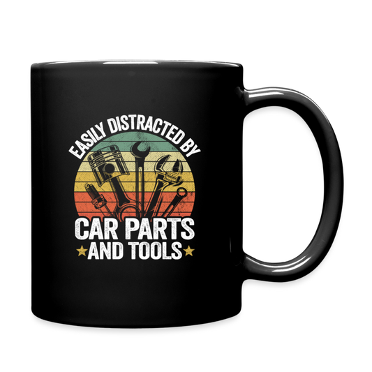 Retro Easily Distracted By Car Parts Full Color Mug - black