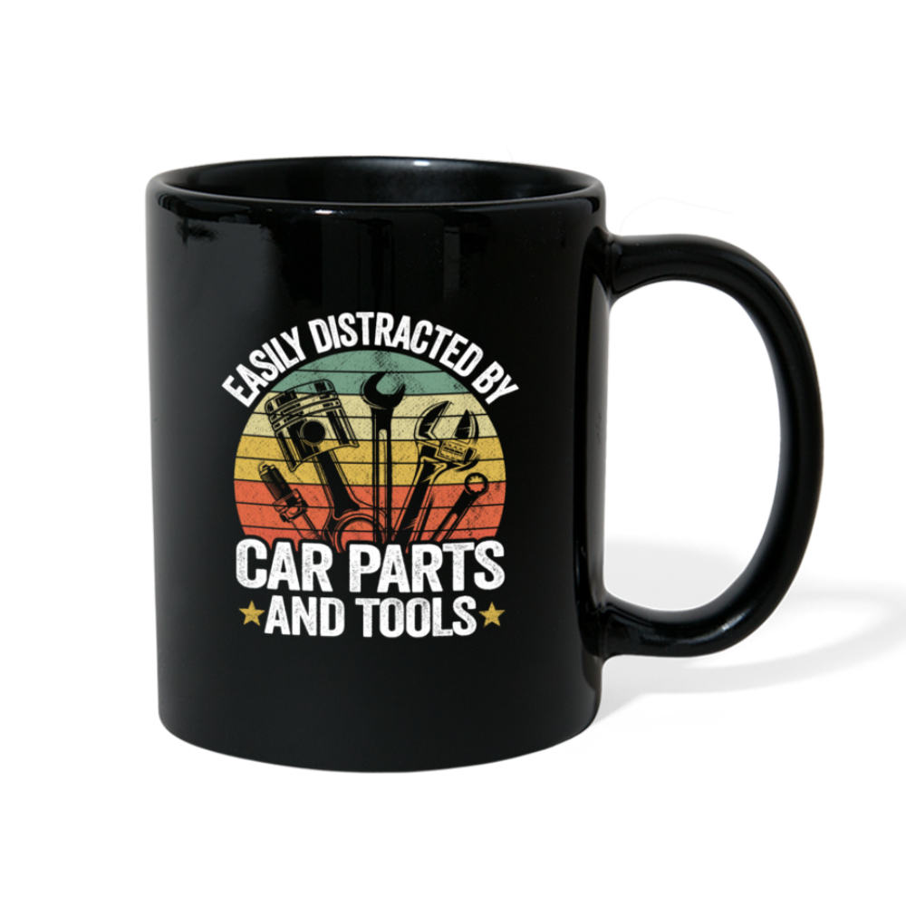 Retro Easily Distracted By Car Parts Full Color Mug - black