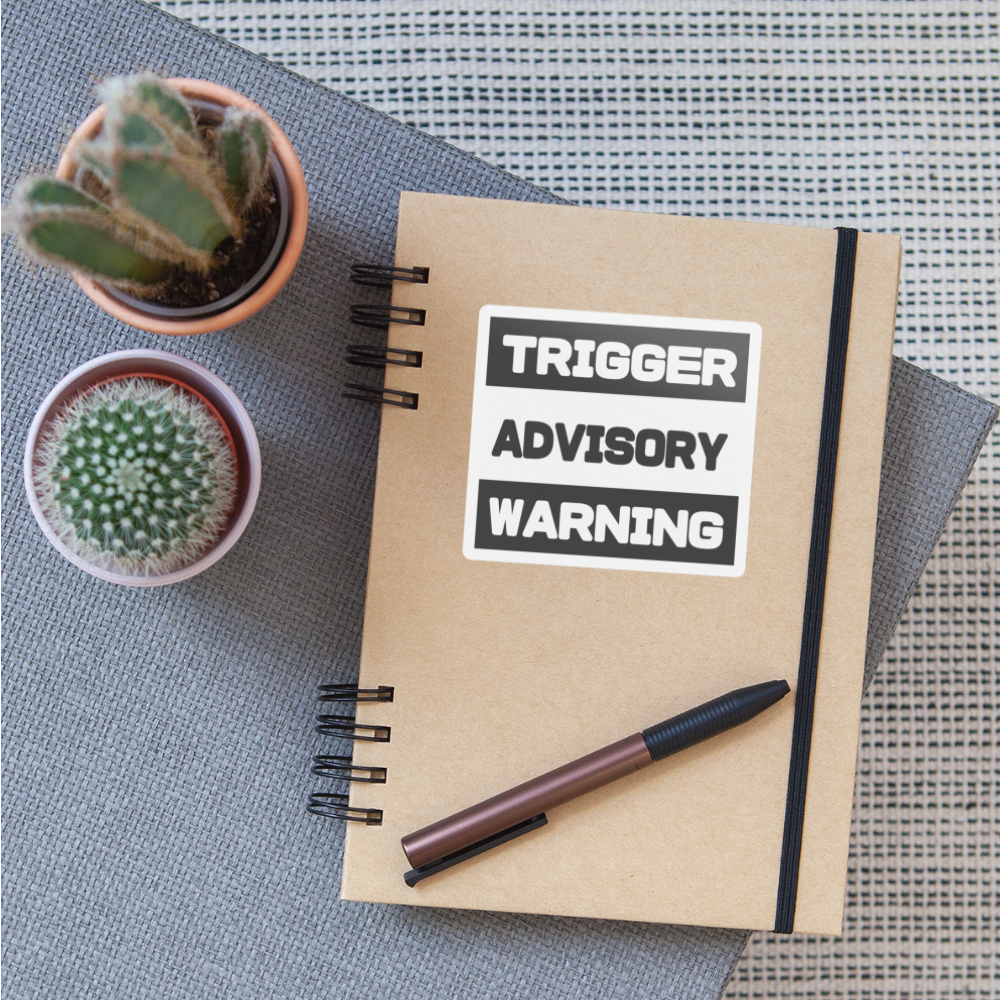 Trigger Advisory Warning Sticker - white matte