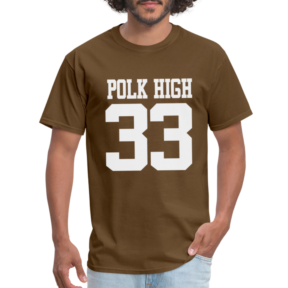 Polk High Front Print and (Back Print) Unisex Classic T-Shirt - brown