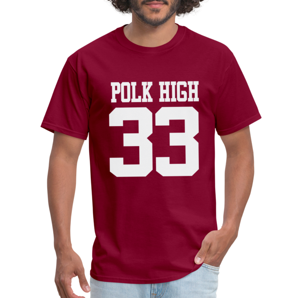 Polk High Front Print and (Back Print) Unisex Classic T-Shirt - burgundy