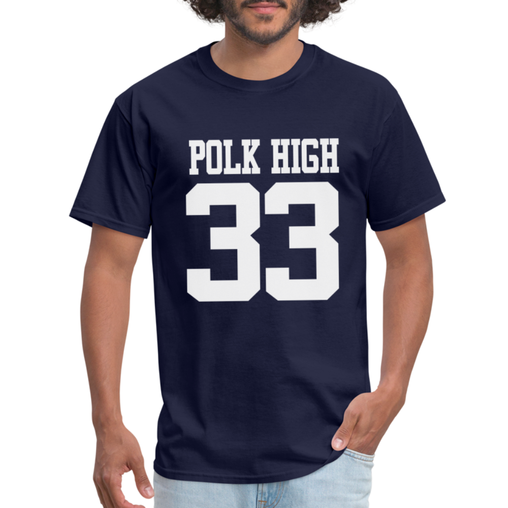 Polk High Front Print and (Back Print) Unisex Classic T-Shirt - navy