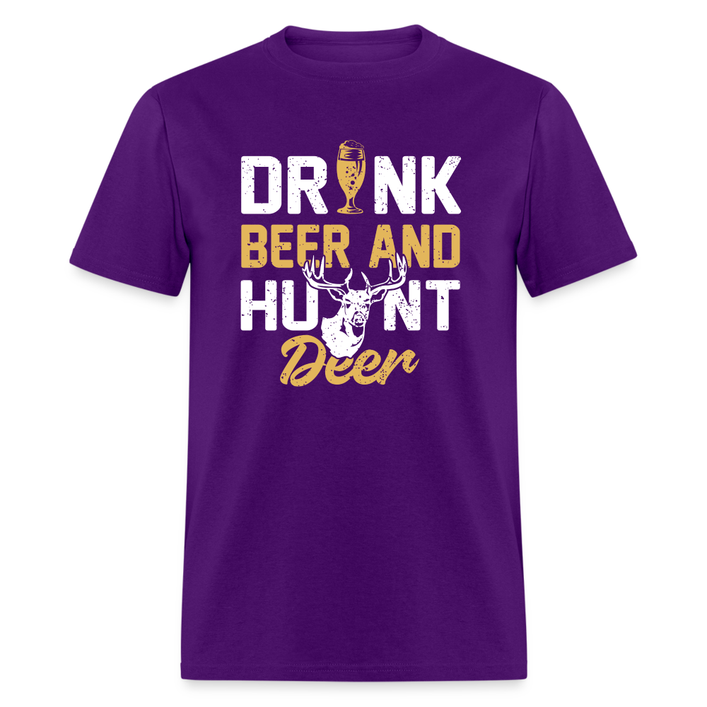 Drink Beer And Hunt Deer Classic T-Shirt - purple