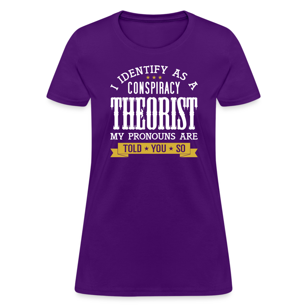 I Identify as a Conspiracy Theorist Women's T-Shirt - purple