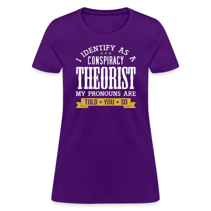 I Identify as a Conspiracy Theorist Women's T-Shirt - purple