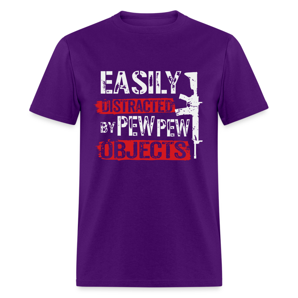 Easily Distracted by Pew Pew Objects Funny Classic T-Shirt - purple