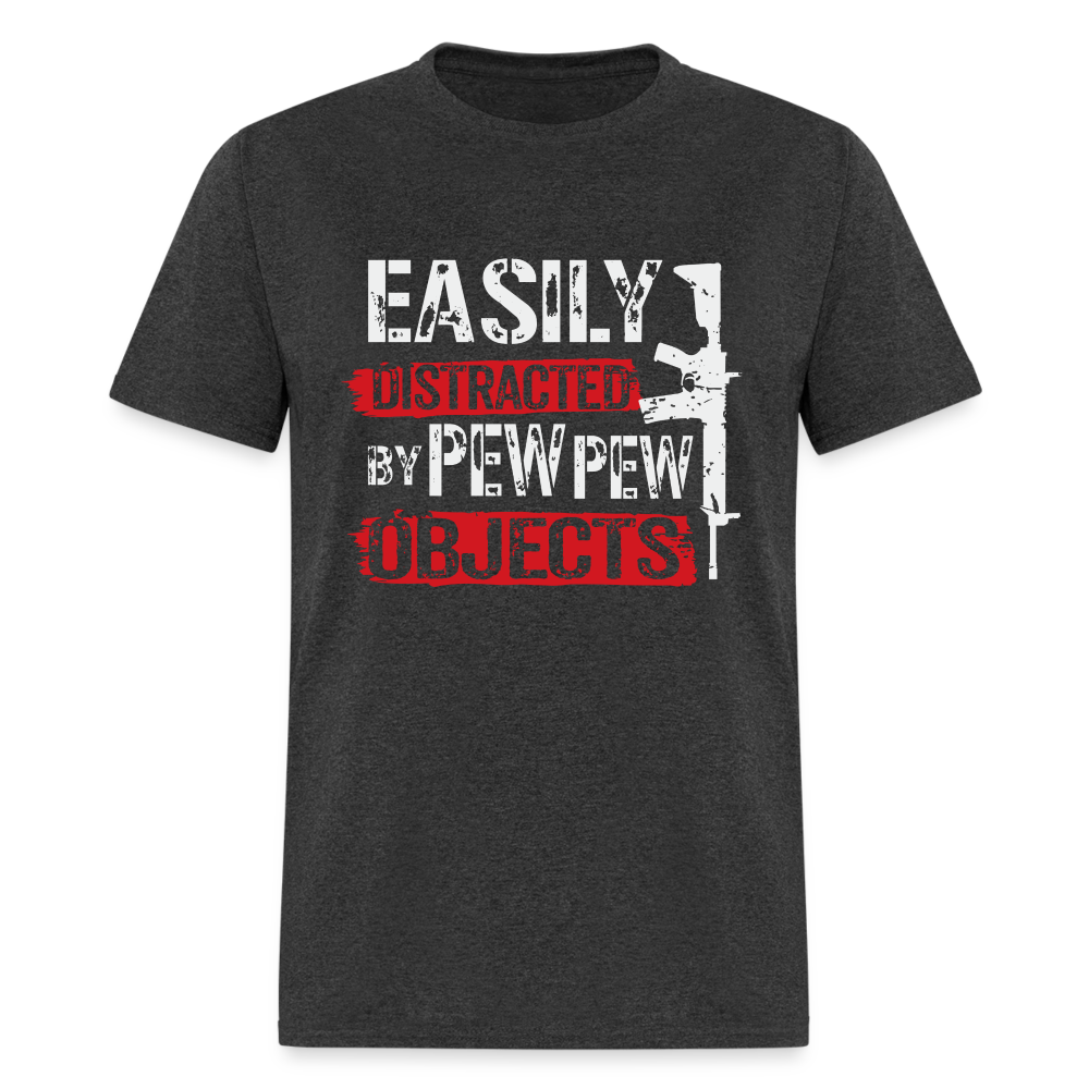 Easily Distracted by Pew Pew Objects Funny Classic T-Shirt - heather black