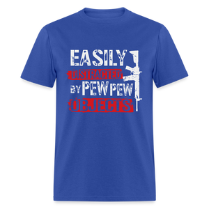 Easily Distracted by Pew Pew Objects Funny Classic T-Shirt - royal blue