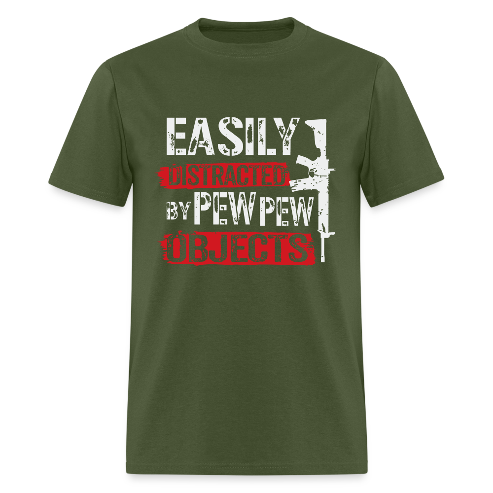 Easily Distracted by Pew Pew Objects Funny Classic T-Shirt - military green