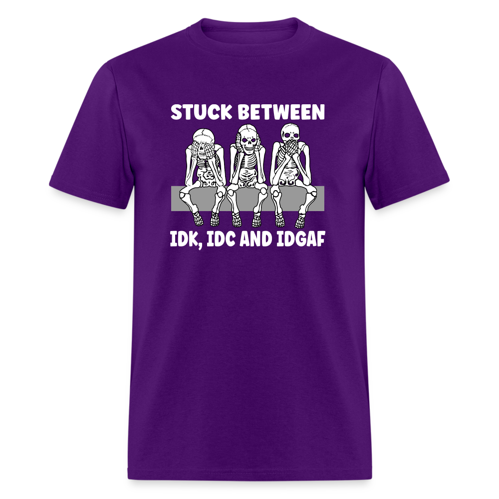 Stuck between idc, idk and idgaf Classic T-Shirt - purple