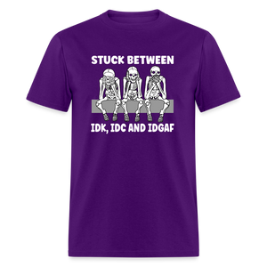 Stuck between idc, idk and idgaf Classic T-Shirt - purple