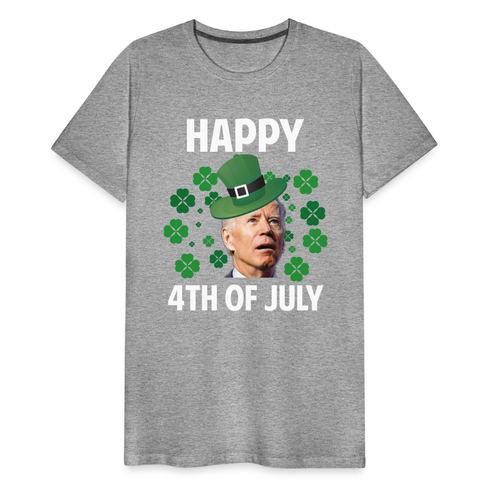 Funny Joe Biden Happy 4th Of July Confused St Patrick's Day Men's Premium T-Shirt - heather gray