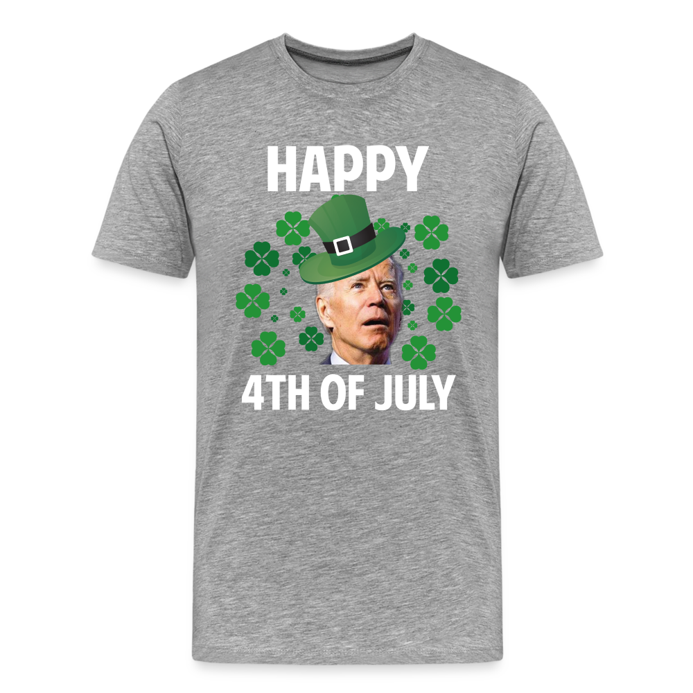 Funny Joe Biden Happy 4th Of July Confused St Patrick's Day Men's Premium T-Shirt - heather gray