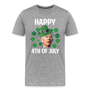 Funny Joe Biden Happy 4th Of July Confused St Patrick's Day Men's Premium T-Shirt - heather gray